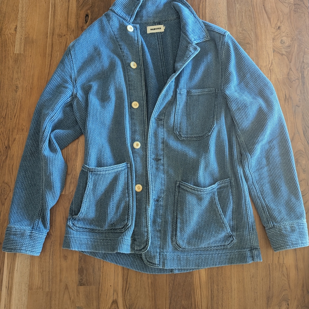 Taylor Stitch Navy Waffle-Knit Shirt Jacket